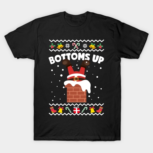 Bottoms Up Funny Ugly Christmas T-Shirt by thingsandthings